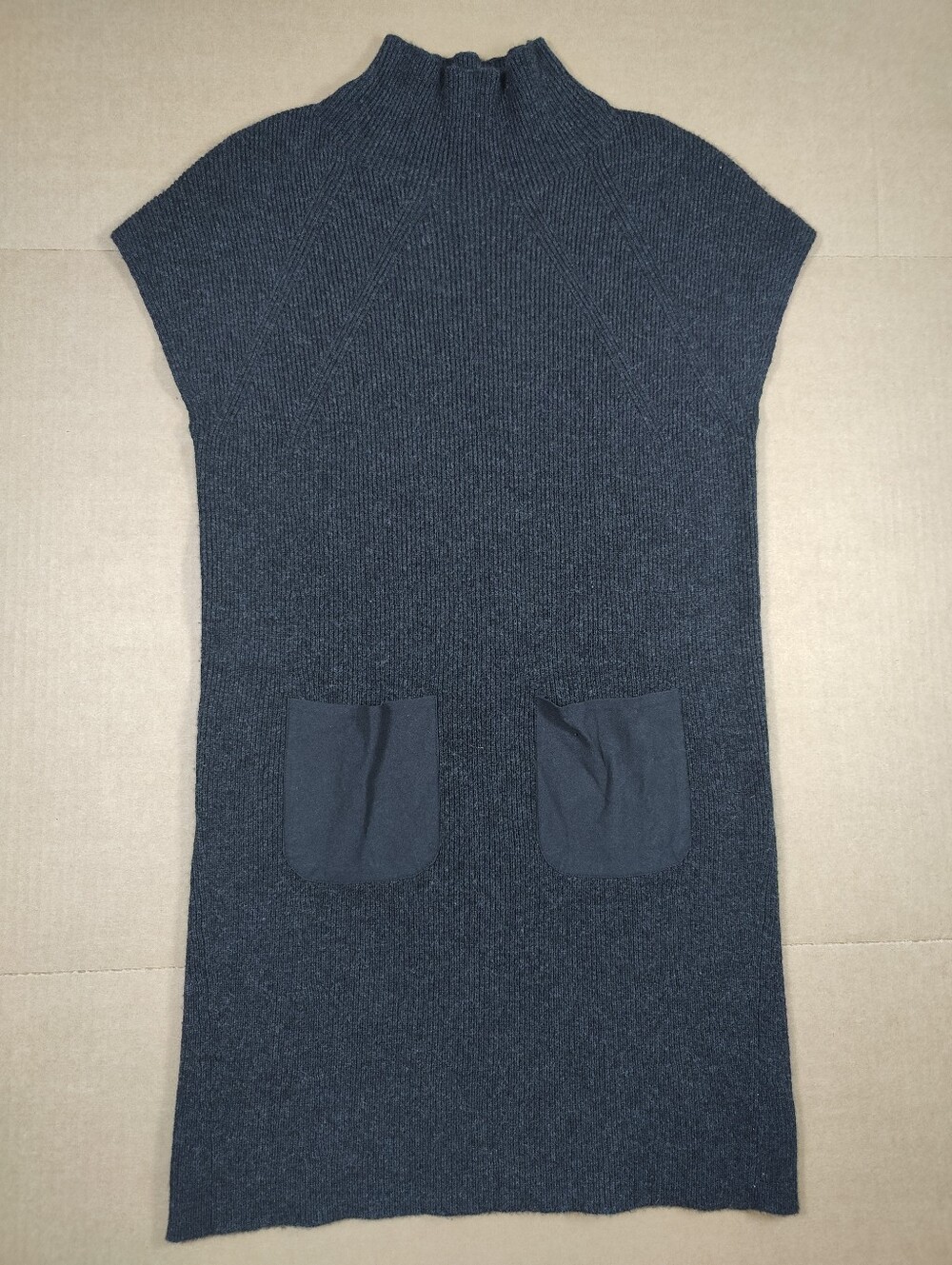 JOIE Charcoal Gray Mock Sleeveless Mock Neck Ribbed Wool Cashmere Dress Size M